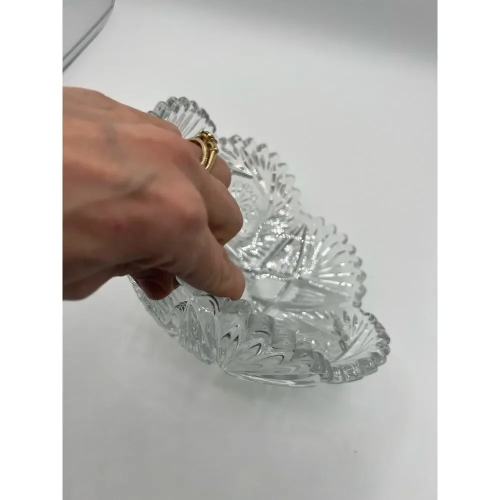 Vintage Cut Glass Crystal Hobstar PinWheel Fan Sawtooth Star Of David‎ Bowl